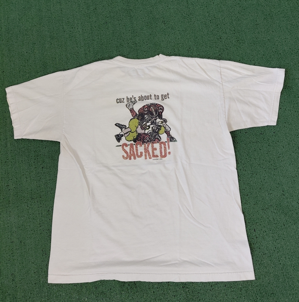 VINTAGE 2000 Rare East Bay Funny Quarterback Sack Football T Shirt Size XL